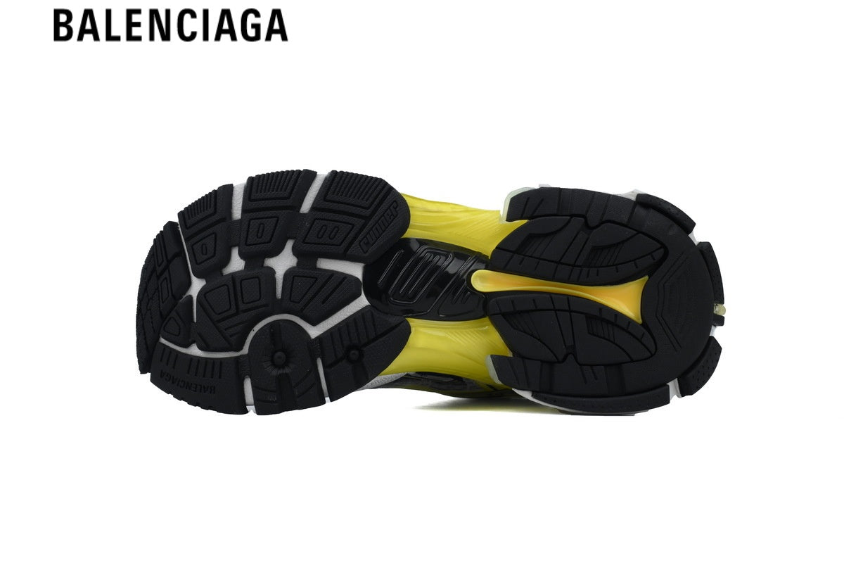 Balenciaga Runner men's shoes women sneakers ¡ª Silver Mesh, Yellow & Navy Synthetic Overlays