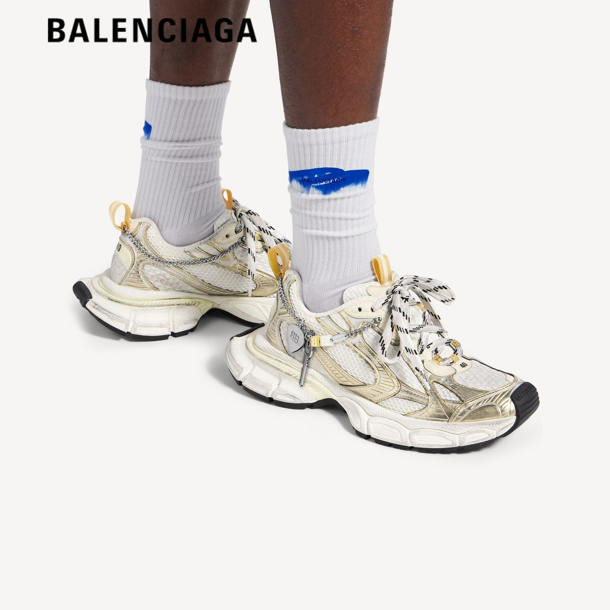 Balenciaga 3XL men's shoes women sneakers White Gold With Charm