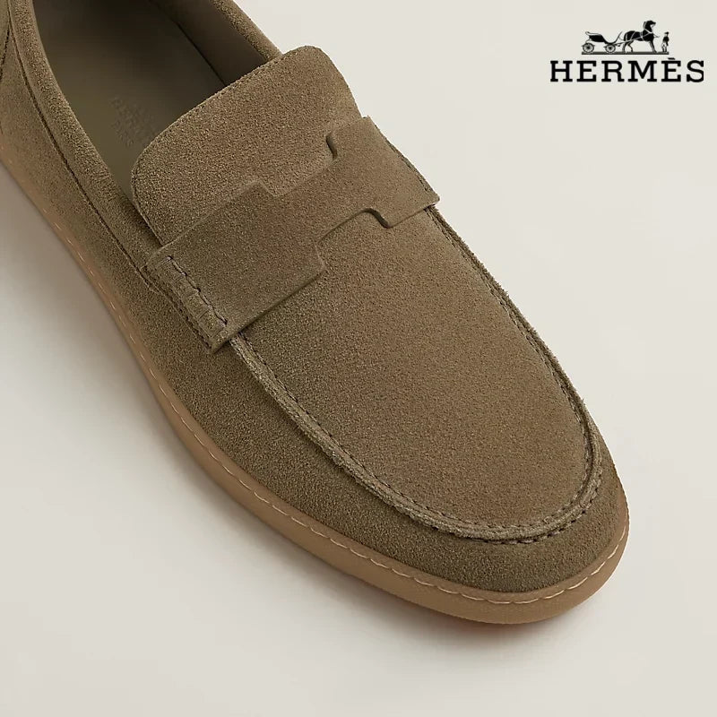 Herm¨¨s Khaki Suede Loafer with Gum Sole
