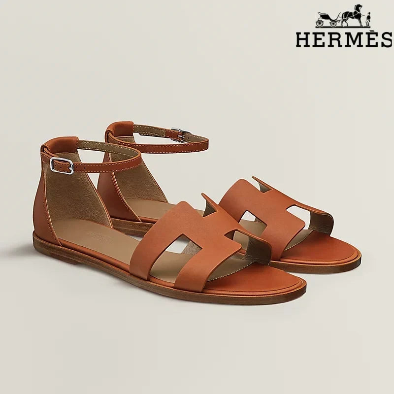 Herm¨¨s Oran Leopard Print Flat Sandal