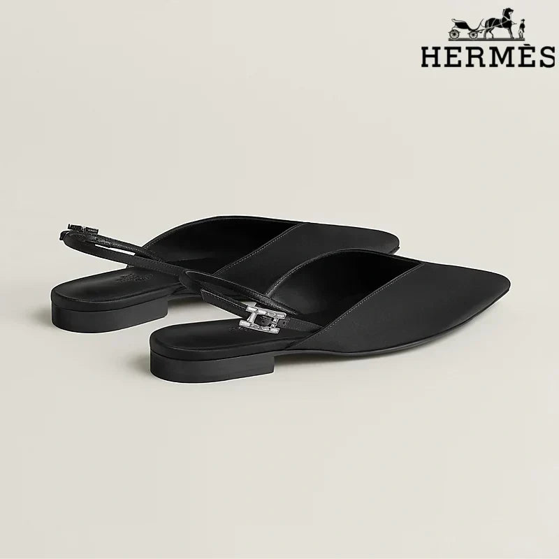Herm¨¨s Black Leather Slingback Flats