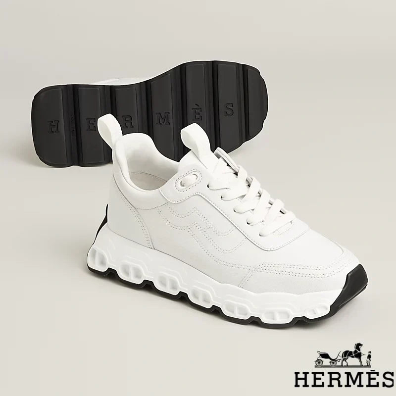 Herm¨¨s womens shoes men sneaker White Leather Chunky Sneakers