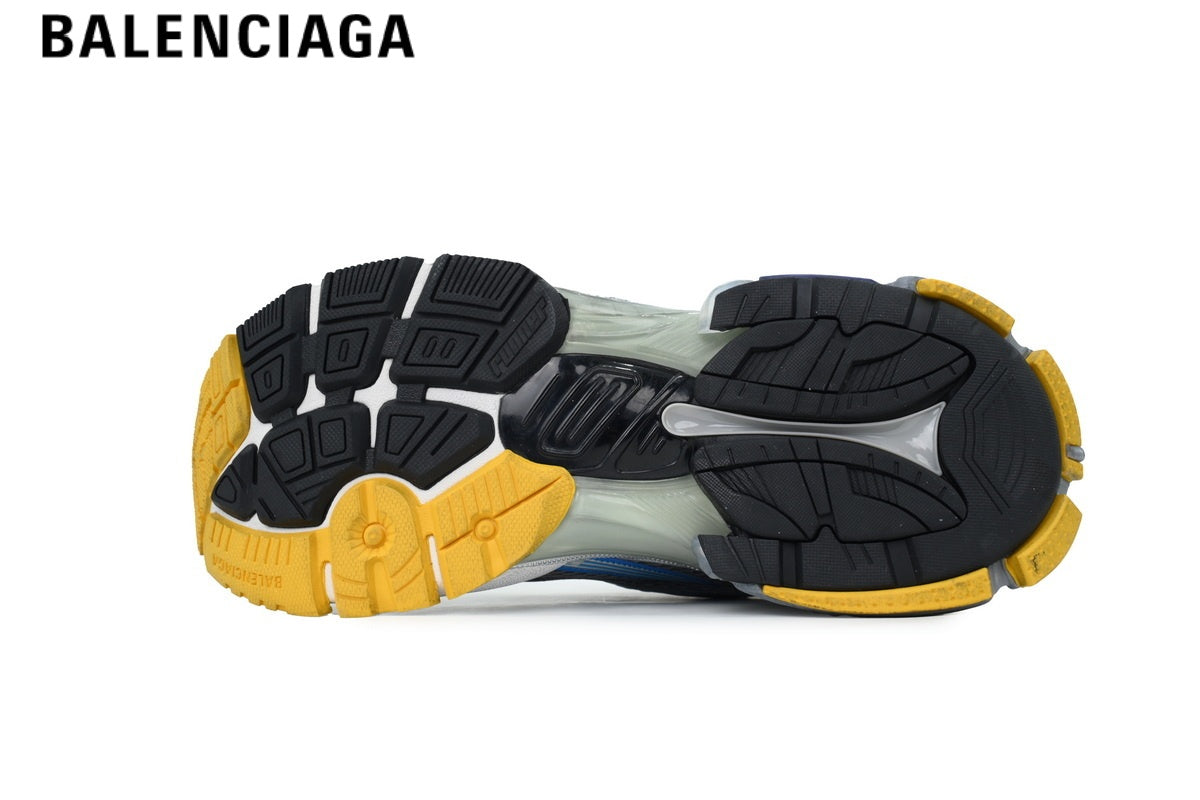 Balenciaga Runner Mid Sneaker ¡ª Silver Mesh, Blue & Yellow Synthetic Overlays