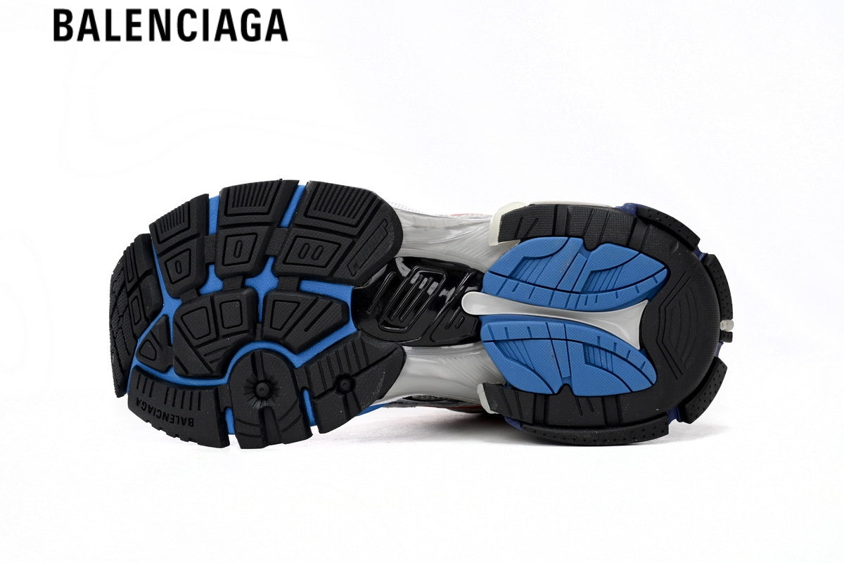 Balenciaga Runner men's shoes women sneakers ¡ª White Mesh, Red & Blue Synthetic Overlays