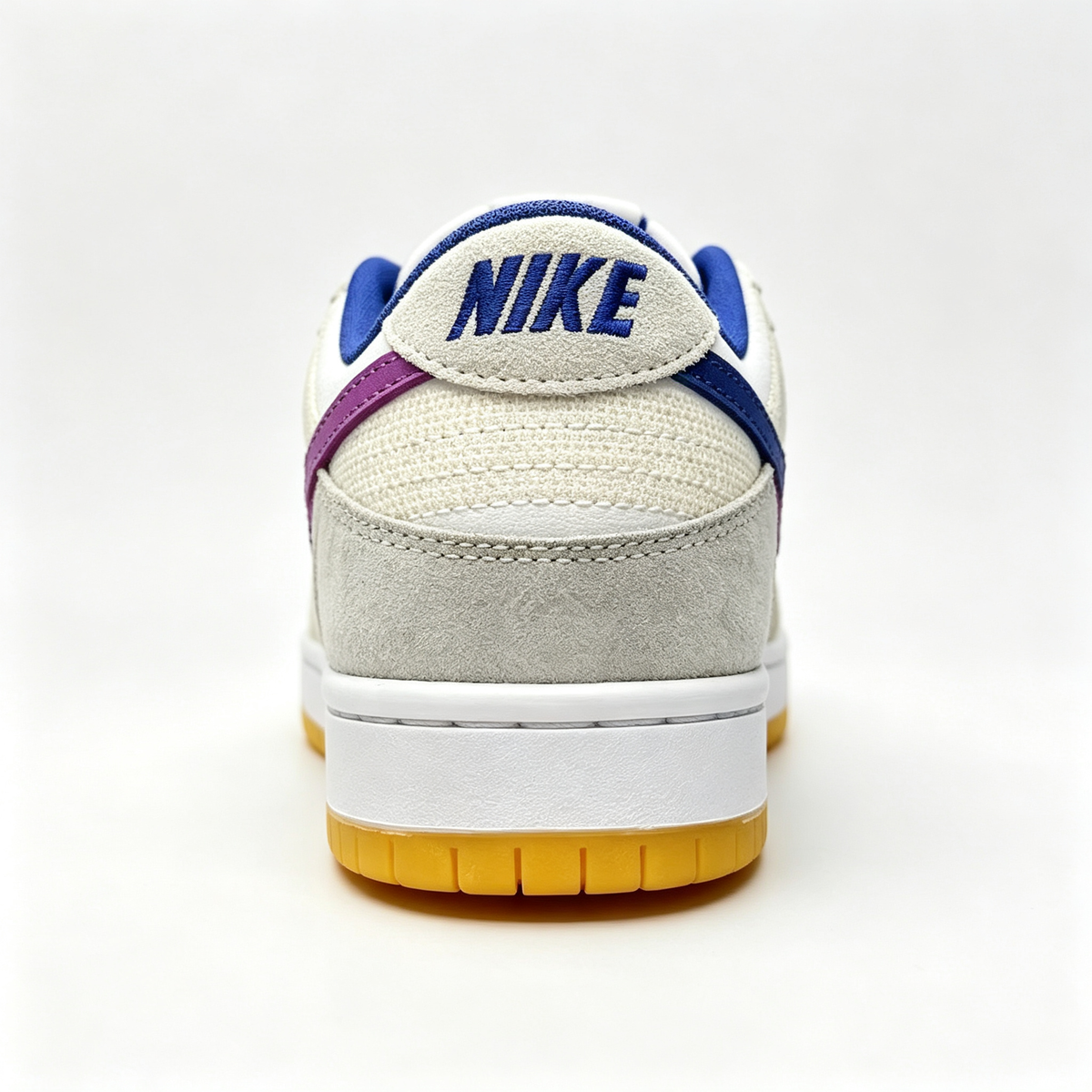 Nike Dunk Low ¨C White/Beige Geometric Print with Purple Swoosh & Gum Sole