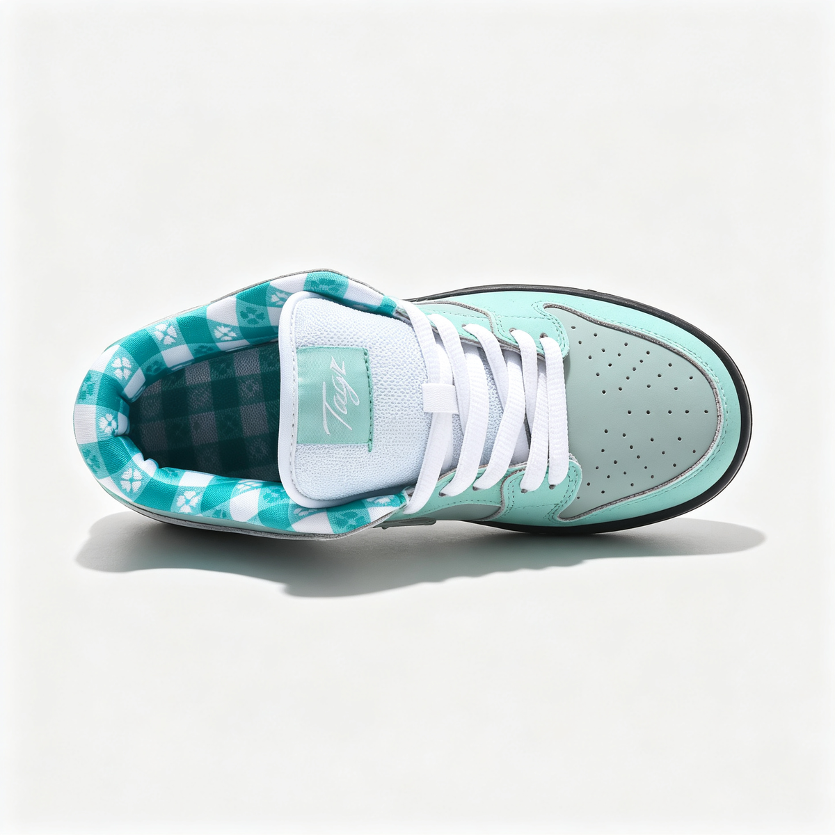 Nike Dunk Low Custom ¡ª Tiffany Mint / Silver / Double Swoosh / Black Midsole