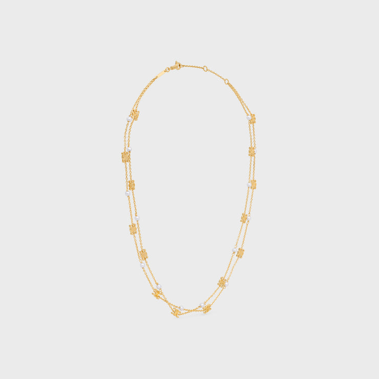 Celine Pearl Double 18K Gold Necklace