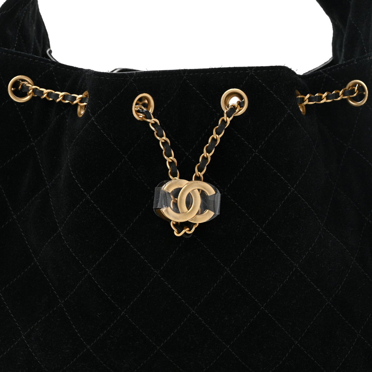 Suede Quilted Small Chanel 25 Handbag Black