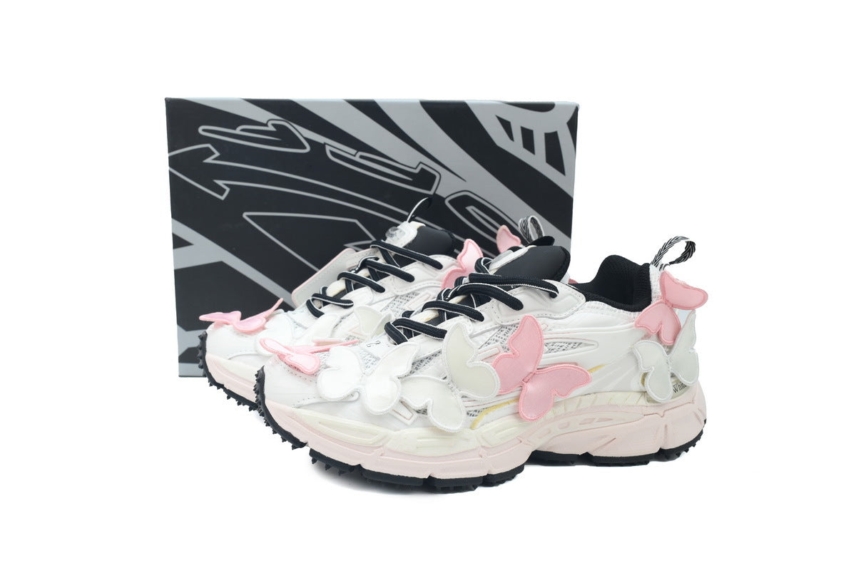 Off-White Be Right Back Women's Men's Shoes | White & Pink Butterfly Mesh Retro Sneakers