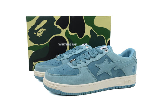 A BATHING APE BAPE STA Two-Tone Blue & Cream Sneakers | Women's & Men's Skate-Inspired Shoes