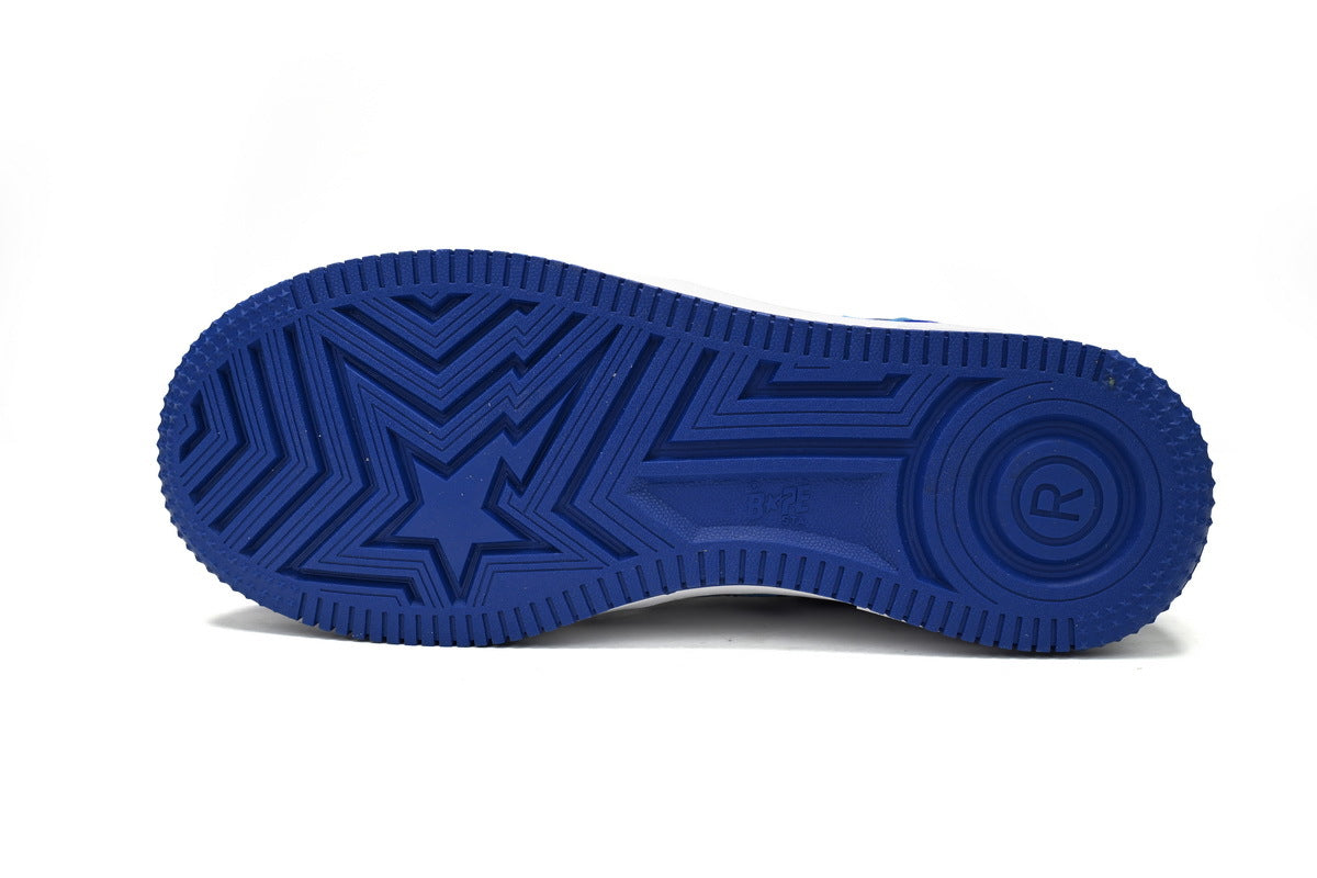A BATHING APE BAPE STA Glossy Royal Blue & White Sneakers | Women's & Men's Skate-Inspired Shoes