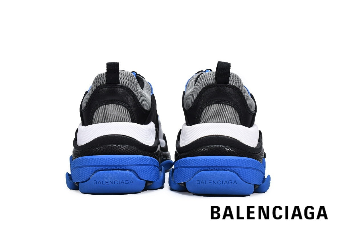 Balenciaga Triple S men's shoes  women sneakers ¨C White, Black & Blue