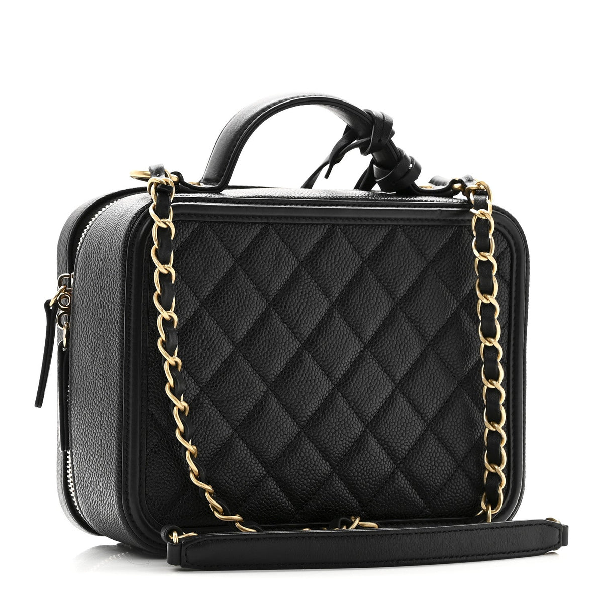 Caviar Quilted Medium CC Filigree Vanity Case Black