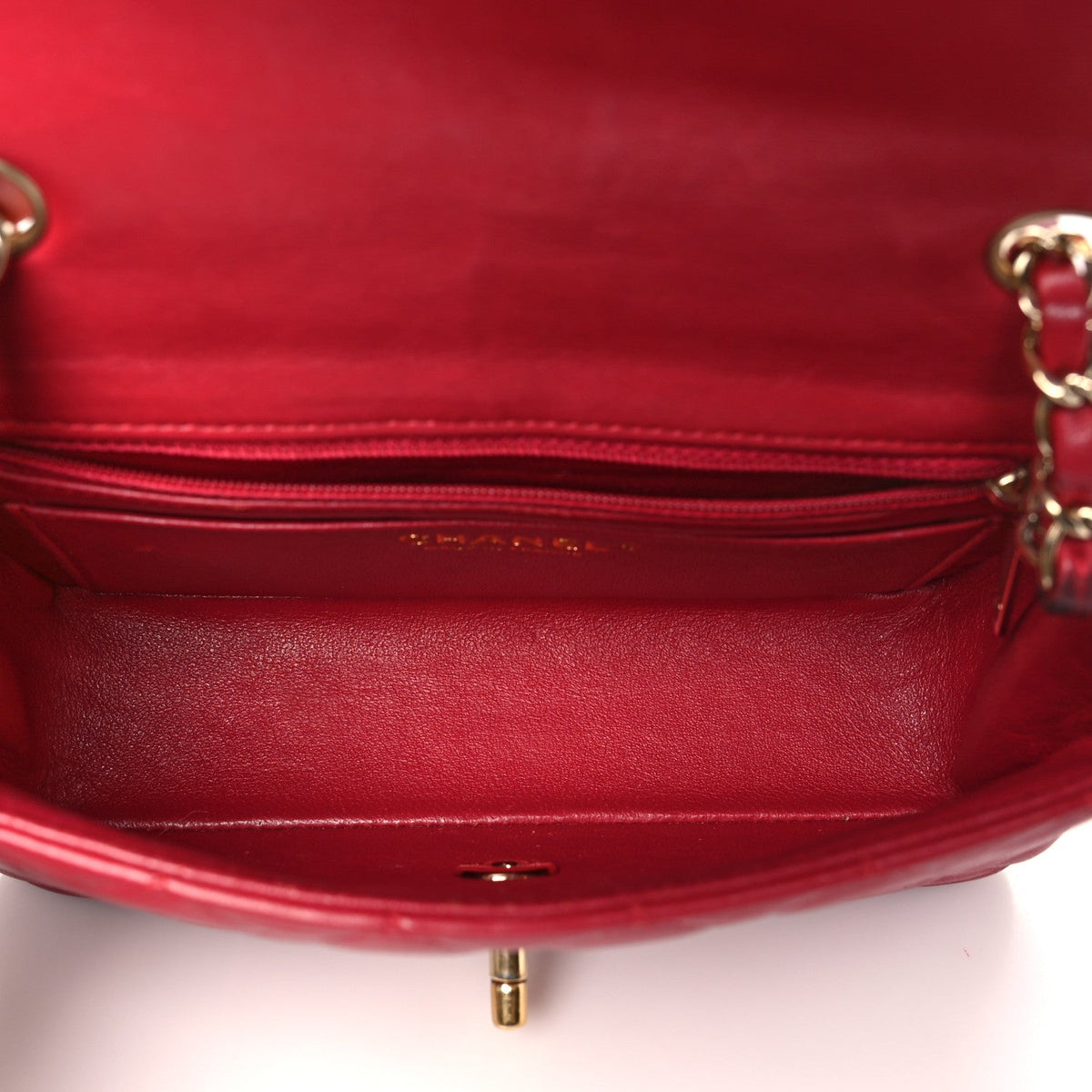 Lambskin Quilted Mini Rectangular Flap Dark Pink