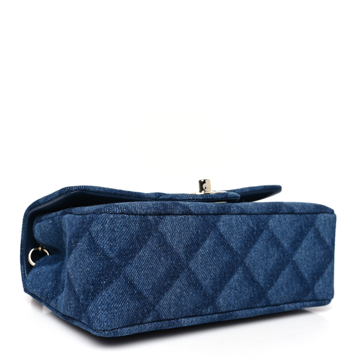 Printed Denim Quilted Mini Rectangular Flap Dark Blue