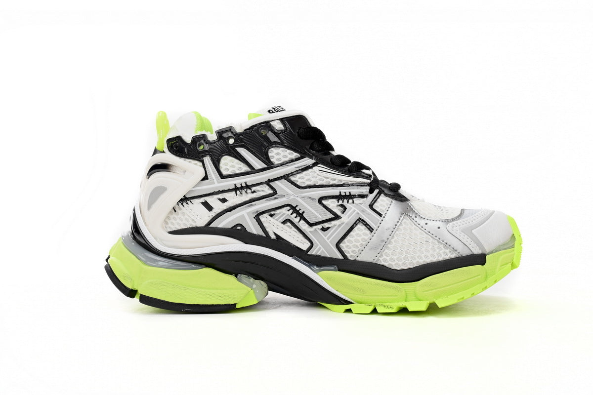 Balenciaga men's shoes Track Runner Sneaker ¨C Distressed Low-Top White and Green