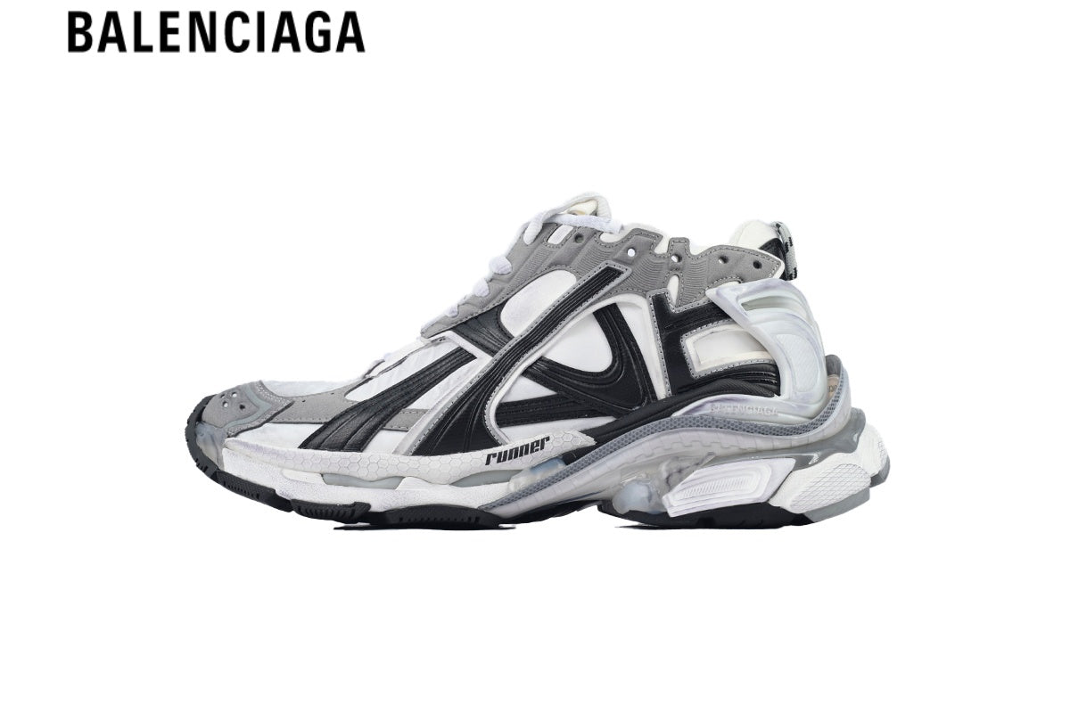 Balenciaga Runner Sneaker ¡ª White Mesh, Black & Grey Synthetic Overlays
