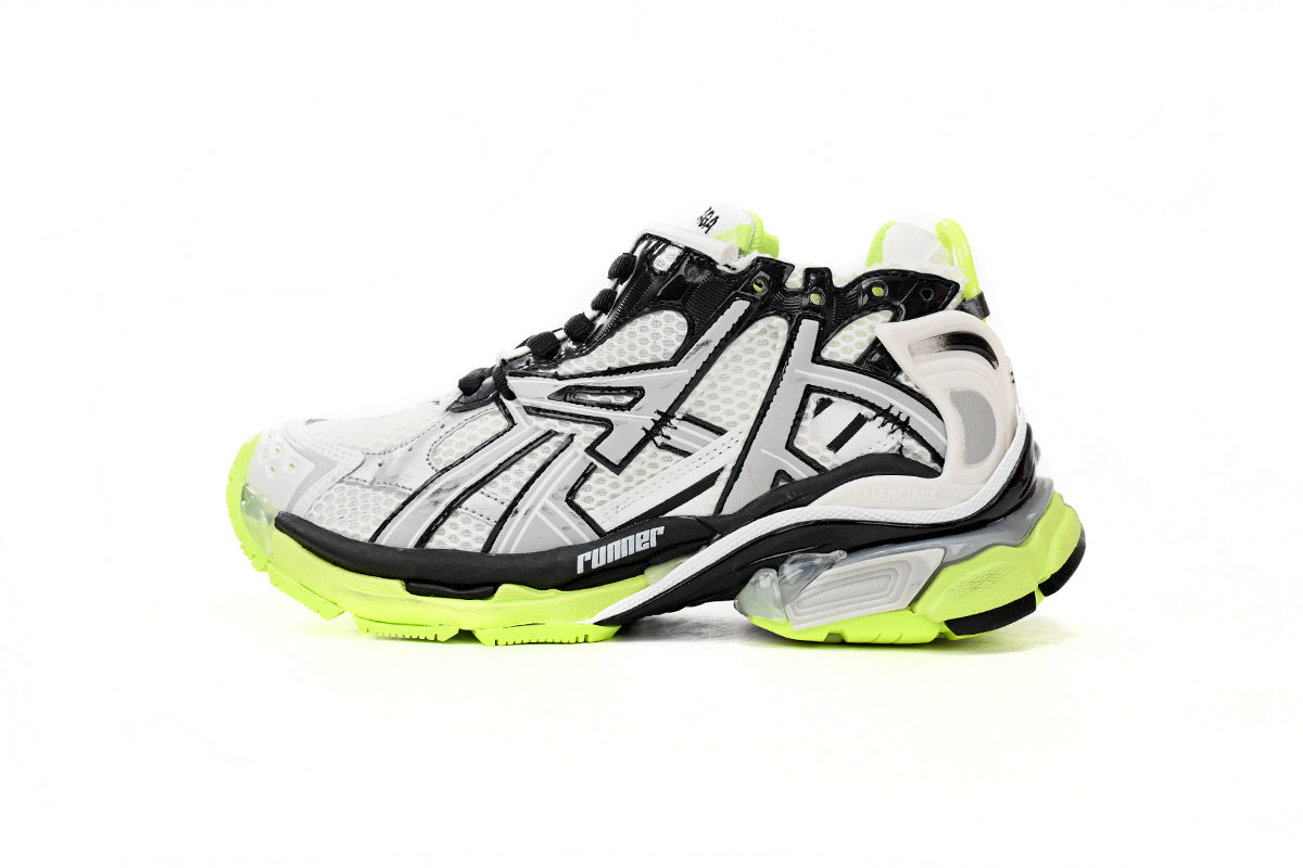 Balenciaga men's shoes Track Runner Sneaker ¨C Distressed Low-Top White and Green