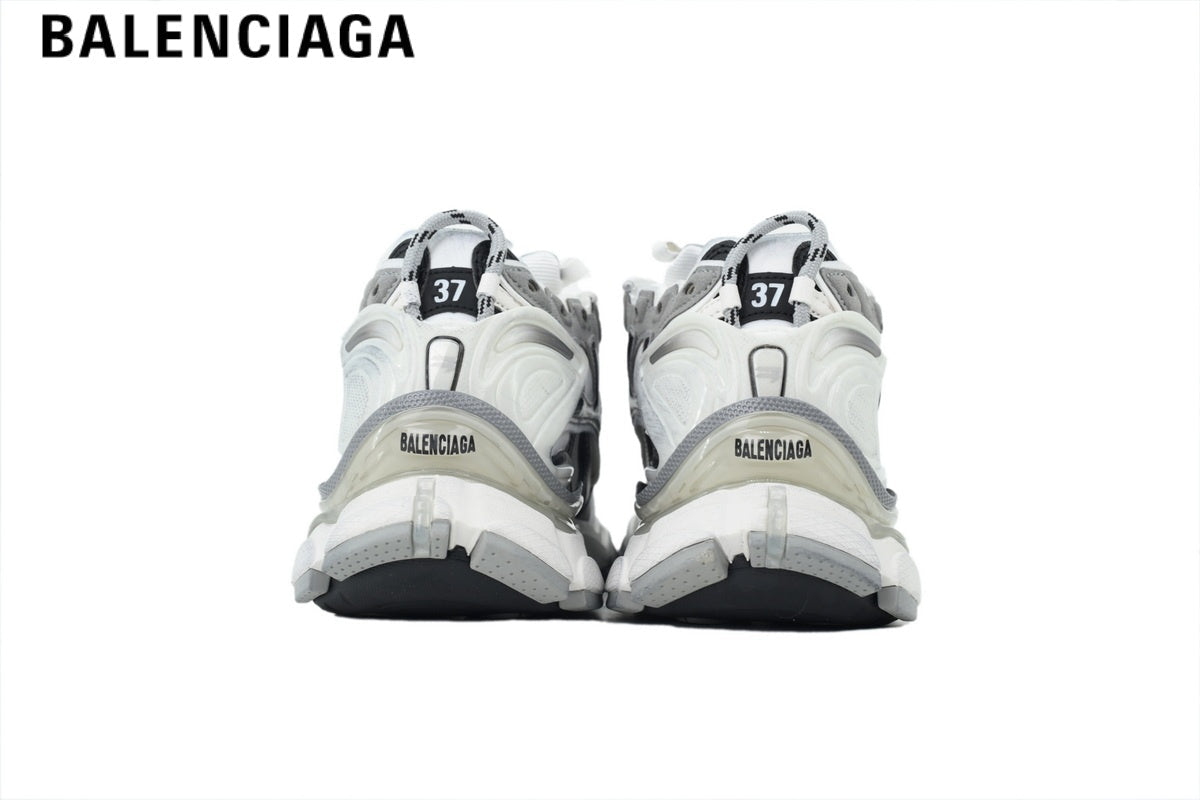 Balenciaga Runner Mid Sneaker ¡ª White Mesh, Black & Grey Synthetic Overlays