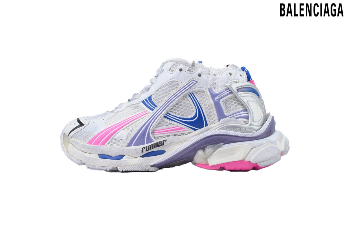 Balenciaga Runner men's shoes  women sneakers ¨C White, Pink & Purple