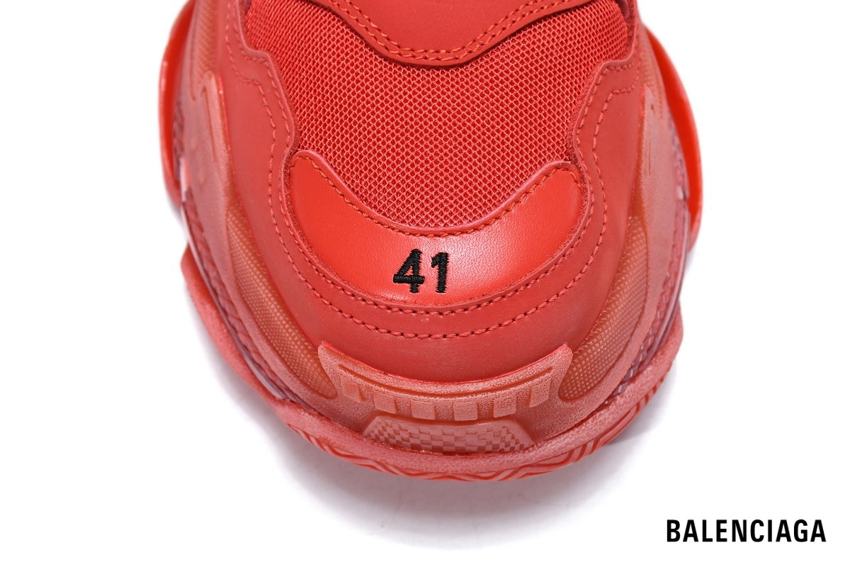 Balenciaga Triple S men's shoes  women sneakers ¨C Red & Clear Sole