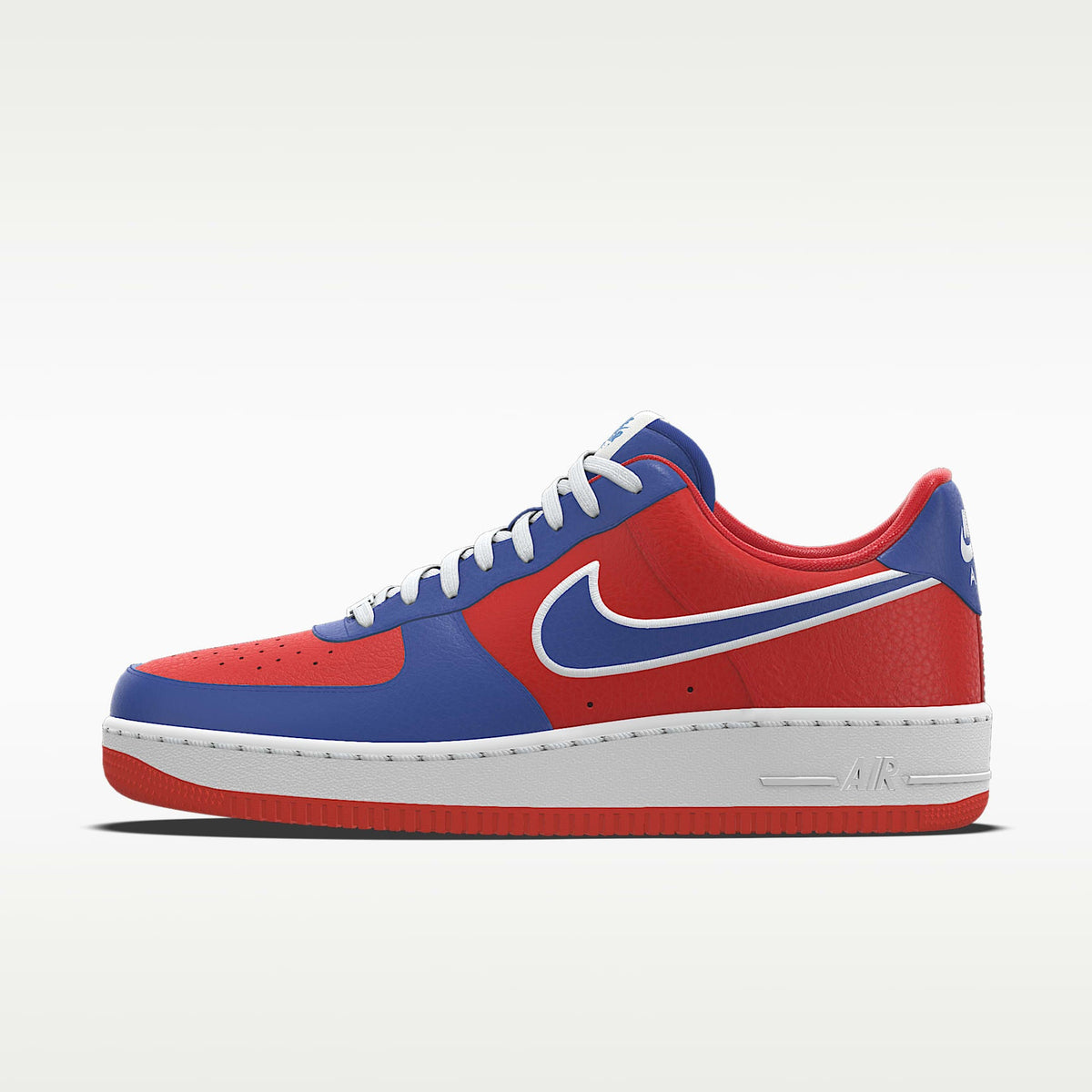 Nike Air Force 1 '07 Red Blue White Outline Color-Block Sneakers mens low top shoes