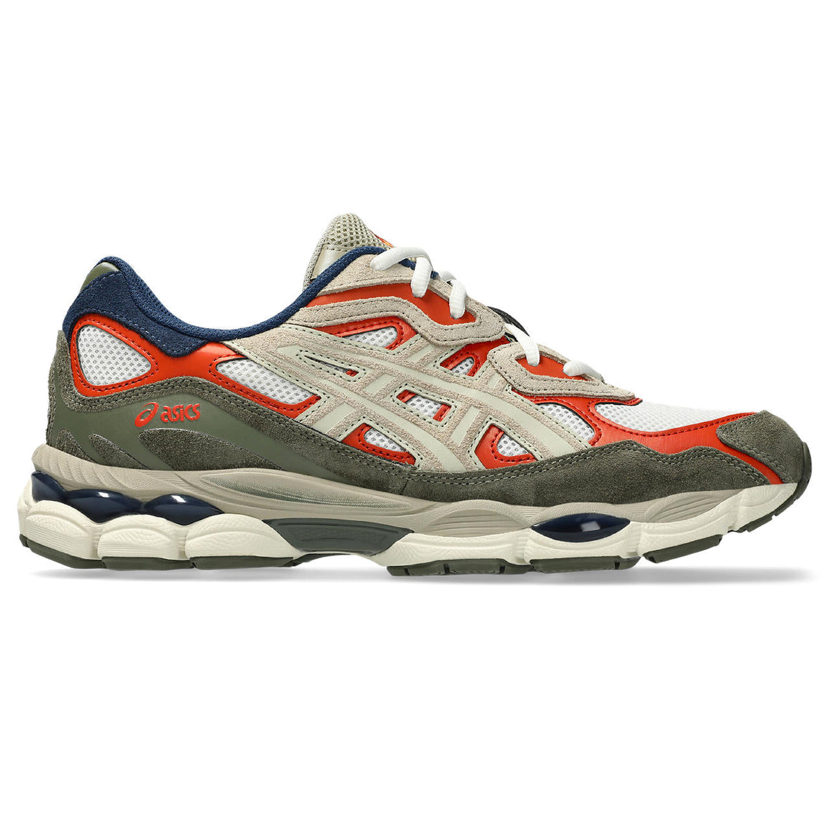 Asics womens shoes  neutral running shoes mens  sneakers Gel-NYC ¨C White/Orange/Olive Green Sneaker