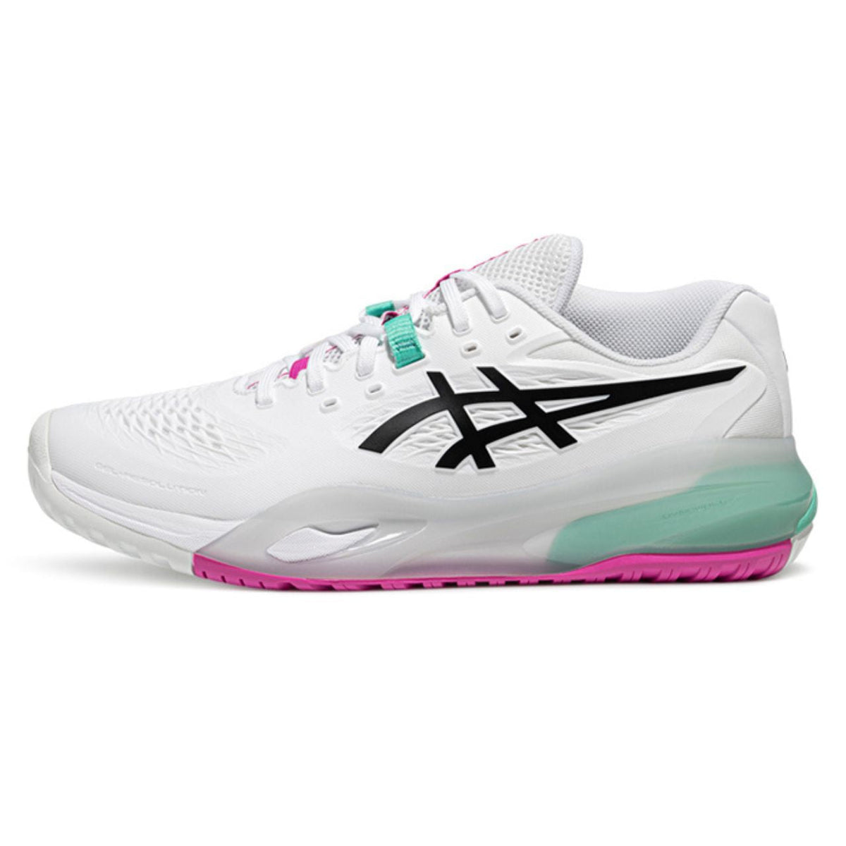 Asics womens shoes  neutral running shoes mens  sneakers Gel-Resolution ¨C White/Black/Pink/Mint Tennis Sneaker