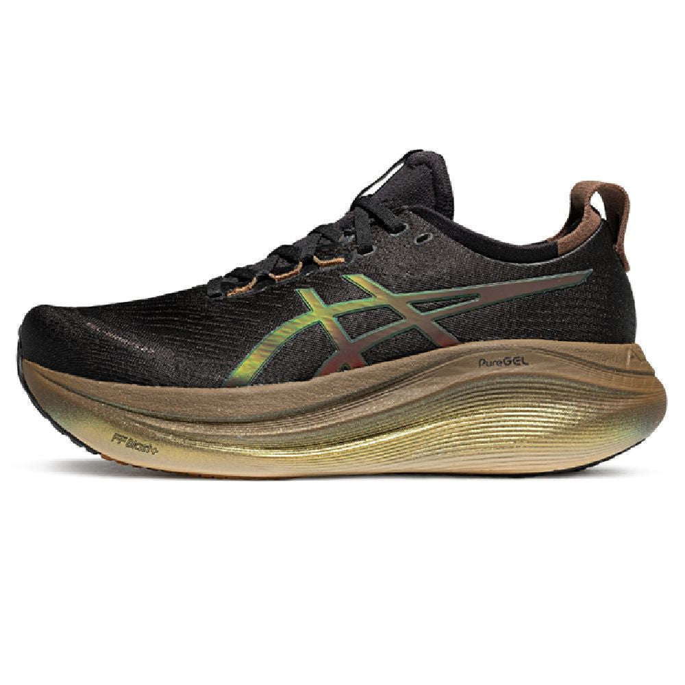 Asics womens shoes  neutral running shoes mens  sneakers Gel-Nimbus 27 Black / Iridescent / Tan