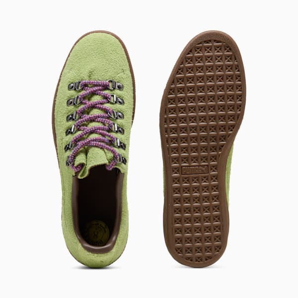 Puma Suede ¡ª Green / Metal Eyelets / Purple Laces puma shoes for men  womens shoes  roma shoes