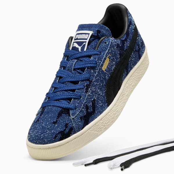 PUMA Suede Blue Camo?Black?Vintage Off?White puma shoes for men  womens shoes  roma shoes