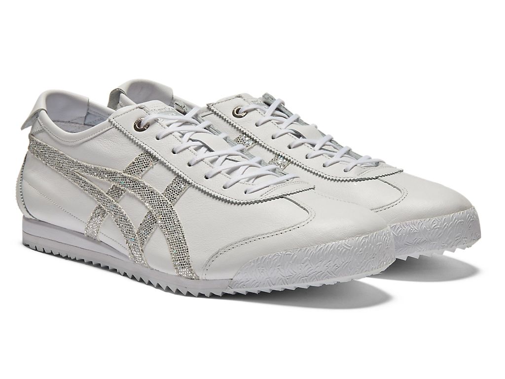 Onitsuka Tiger Mexico 66 Unisex Sneakers ¨C White Leather Silver Glitter  running shoes women asics mens shoes