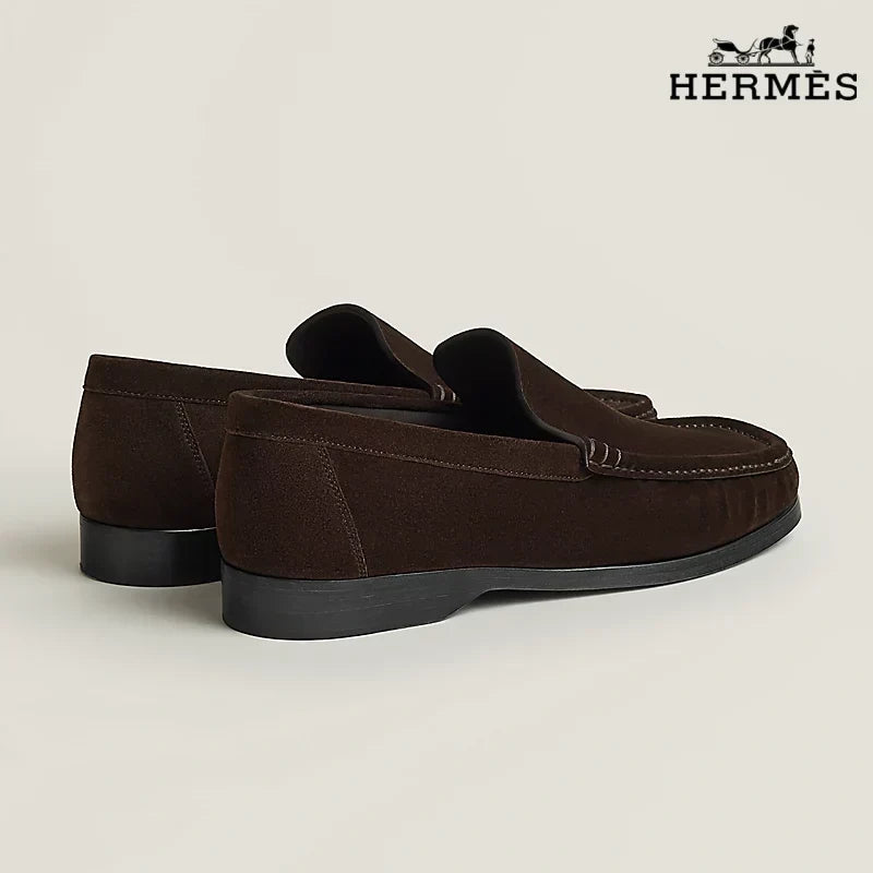 Herm¨¨s Dark Brown Smooth Leather Loafer with Embossed Logo