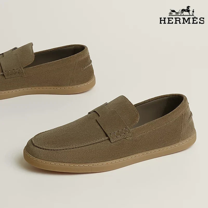Herm¨¨s Khaki Suede Loafer with Gum Sole