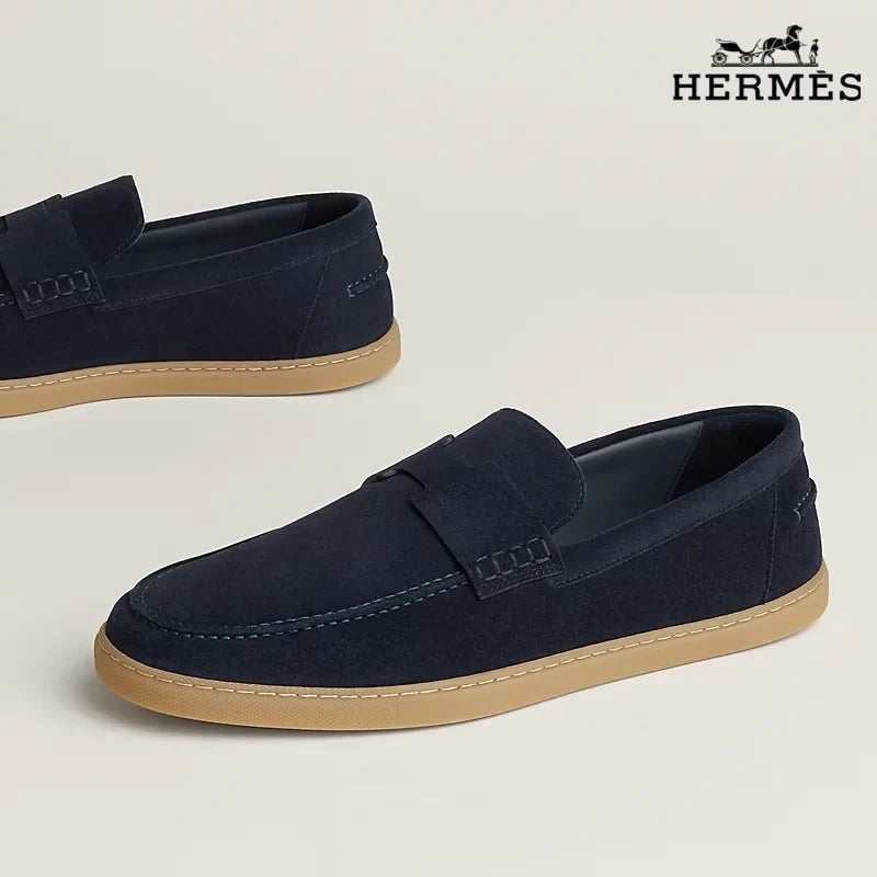 Herm¨¨s Navy Suede Loafer with Gum Sole