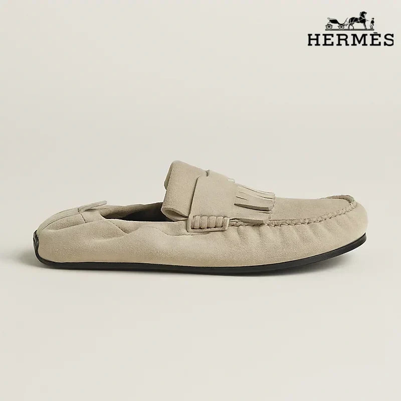 Herm¨¨s Beige Suede Mule Loafer with Tassel