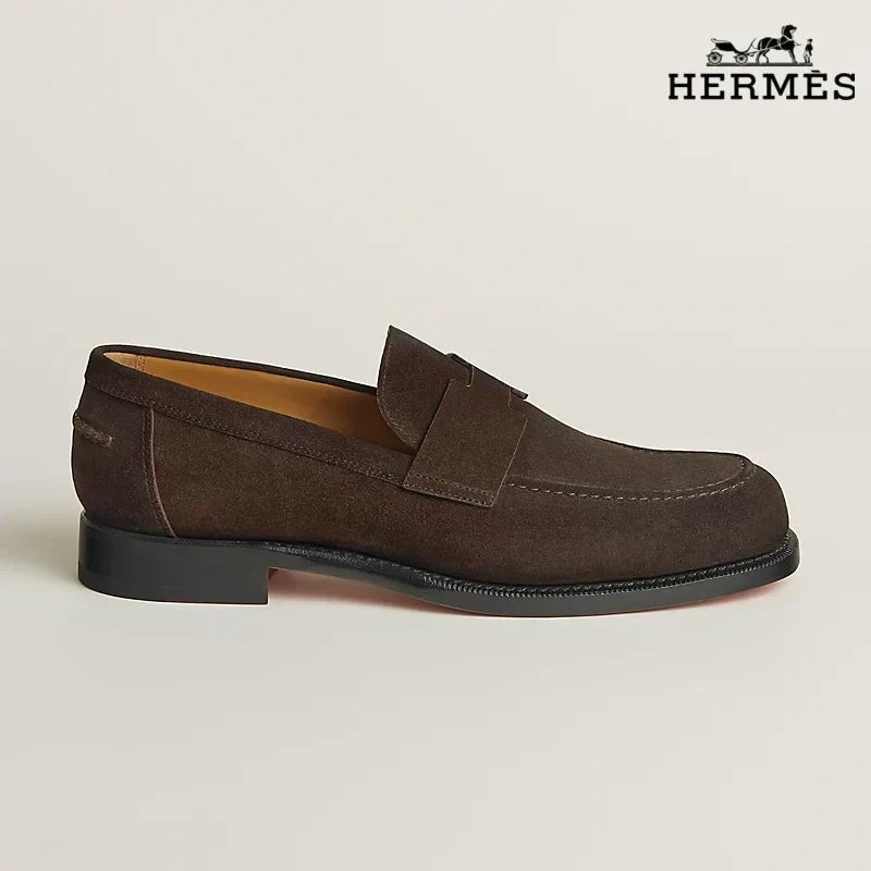 Herm¨¨s Loafer Dark Brown Suede Leather