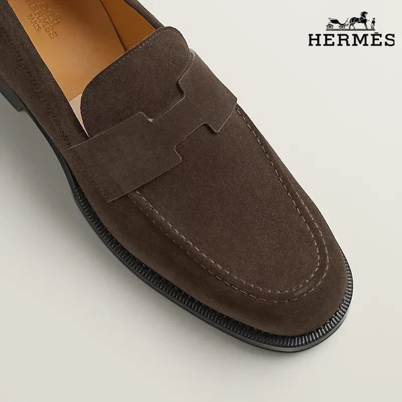 Herm¨¨s Loafer Dark Brown Suede Leather