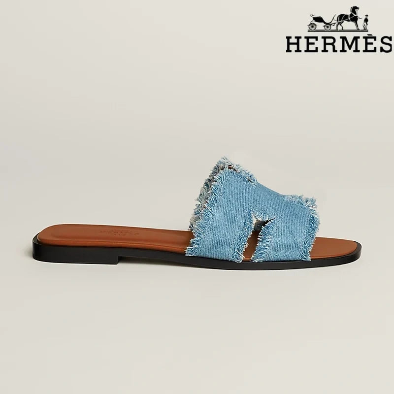 Herm¨¨s Heeled Slide Sandal Bronze Metallic Leather