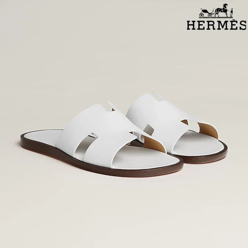 Herm¨¨s  female slides White Leather Oran Slide Sandals