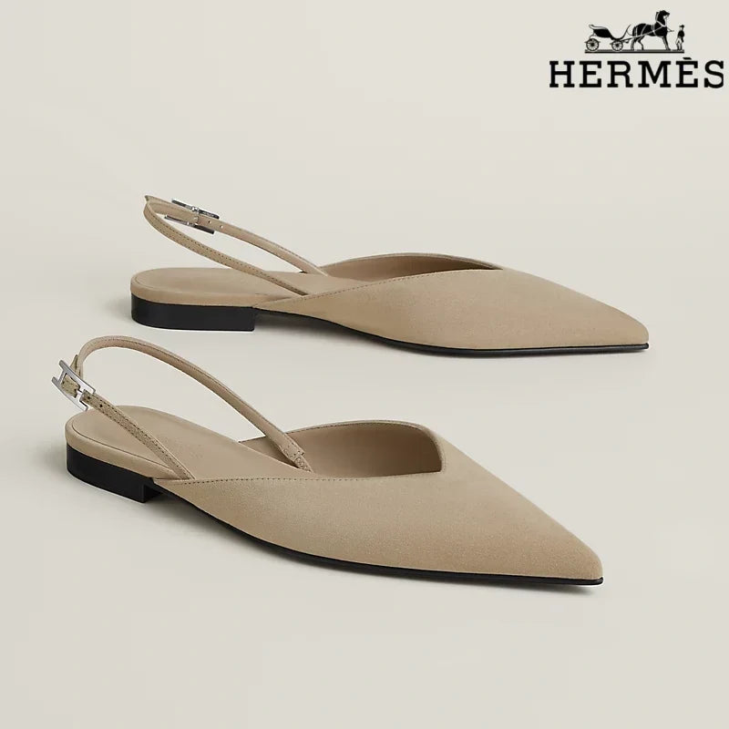 Herm¨¨s Beige Suede Slingback Flats