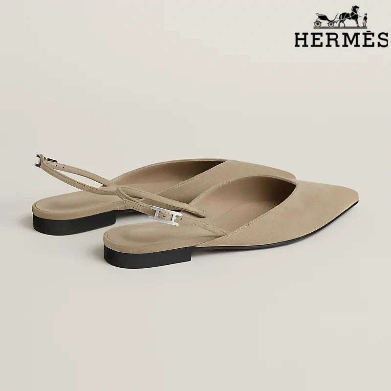 Herm¨¨s Beige Suede Slingback Flats