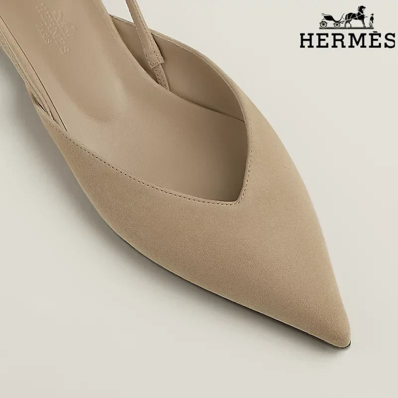 Herm¨¨s Beige Suede Slingback Flats