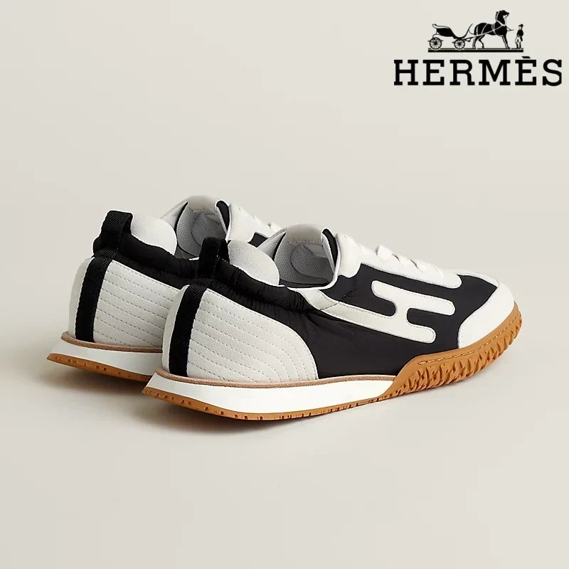 Herm¨¨s Black White Suede Sneakers