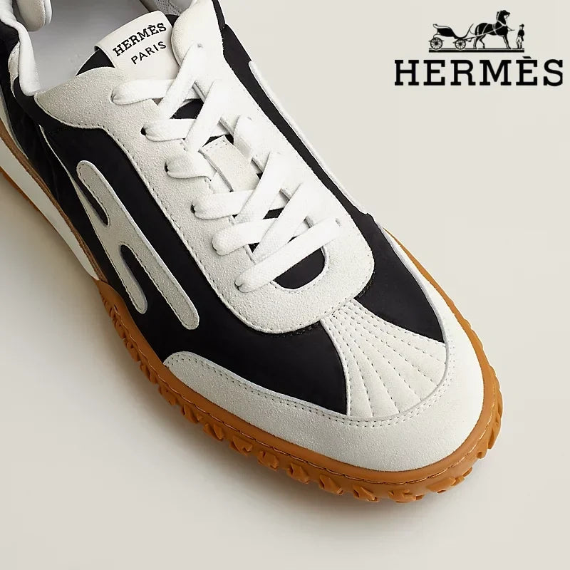 Herm¨¨s Black White Suede Sneakers