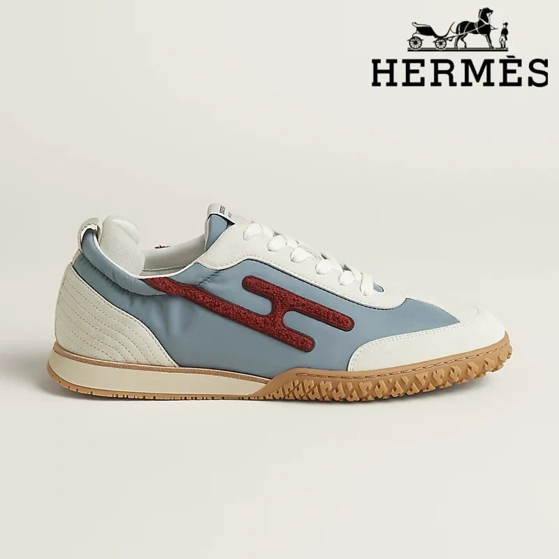 Herm¨¨s womens shoes men sneaker Trail Light Blue White Red Sneaker