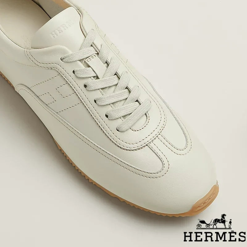 Herm¨¨s Off-White Leather Stitched Sneakers