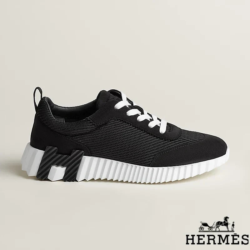 Herm¨¨s Black Mesh Suede Platform Sneakers