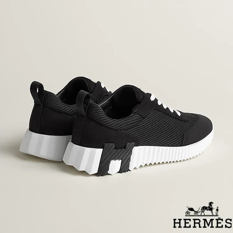 Herm¨¨s Black Mesh Suede Platform Sneakers