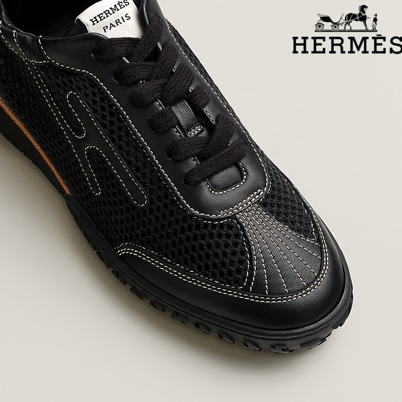 Herm¨¨s Black Mesh Bouncing Sneakers
